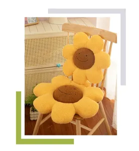 Soft plush sunflower chair cushion cute floral floor pillow thick cozy seat pad for home decor.
