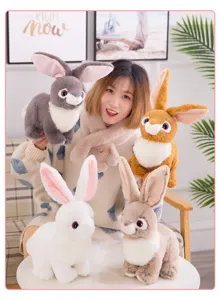 Realistic plush rabbit stuffed toy cute soft animal doll great gift for kids and girls