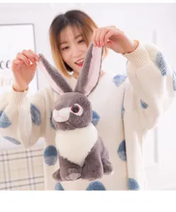 Realistic plush rabbit toy, cute fluffy bunny stuffed doll for kids and home decor.