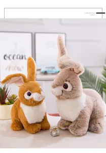 Detailed shot of cute fluffy simulation rabbit plush toys, soft texture and adorable design.