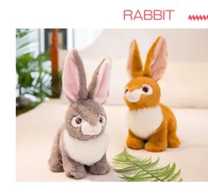 Cute realistic simulation rabbit plush toy doll fluffy soft animal gift for kids home decor