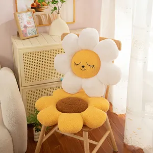 Cute Sunflower Plush Cushion Soft Stuffed Flower Pillow Floor Tatami Mat Thickened Comfortable Home Decor Cushion