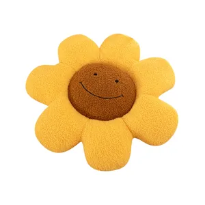 Cute sunflower plush cushion soft flower floor pillow thick comfortable seat pad for decor