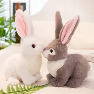 Cute realistic simulation plush rabbit toy pair, soft stuffed animal doll for kids gift.