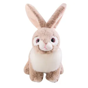 Cute realistic plush rabbit toy, soft stuffed animal doll for kids and girls, adorable gift.