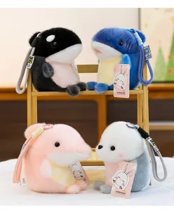 Cute marine series plush pendant keychains, soft stuffed animal dolls, perfect gifts for girls.