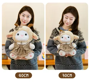 Cute fluffy sheep plush toy soft stuffed animal doll with lovely dress in 40cm 30cm size