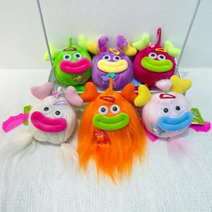 Quirky Long Plush Big Mouth Monster Keychain Cute Cartoon Stuffed Animal Doll Bag Pendant Couple Car Key Chain Toy Gift