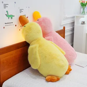 Cute giant plush duck pillow soft stuffed animal toy lovely sleeping doll yellow and pink