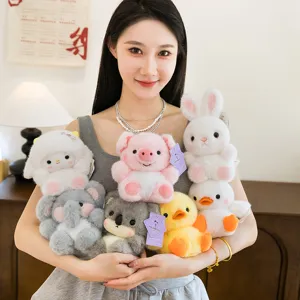 Cute cartoon animal plush toys desktop companion doll rabbit chick plushie gift
