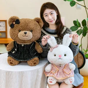 Cute plush toy stuffed animal soft rabbit bear doll companion gift for kids and girls cute style