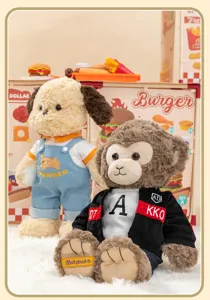 Cute plush toy set doll cute puppy and monkey with stylish clothes dressing up gift birthday