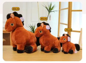 Cute plush horse toy pony doll stuffed animal brown size options for kids birthday gift