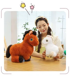 Detailed view of cute plush pony toy showcasing soft fabric texture and warm lifestyle scene.