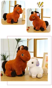 Cute plush horse toy, soft stuffed pony doll with fluffy mane for birthday gift.