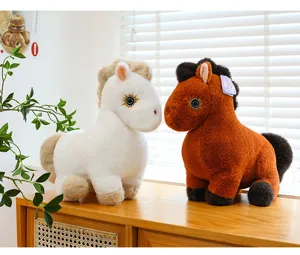 Cute plush pony toy soft stuffed animal doll zodiac horse mascot gift for kids and girlfriend.
