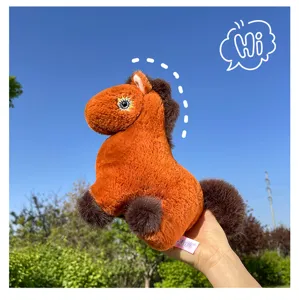 Cute plush horse toy, brown stuffed animal doll with star embroidery, perfect birthday gift for girls.