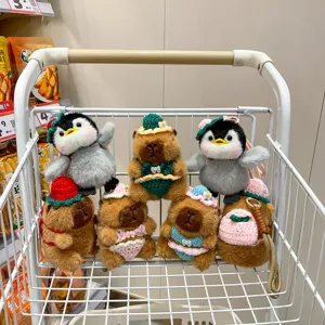 Cute crochet capybara penguin keychain plush toy bag pendant Hawaiian bikini style doll