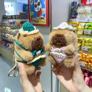 Cute capybara plush keychain knitted bikini doll bag pendant soft animal toy cute gift accessory