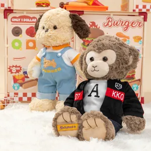 Cute Dressed Animal Plush Toy Cartoon Changeable Outfit Stuffed Doll Soft Companion Toy For Birthday Gift