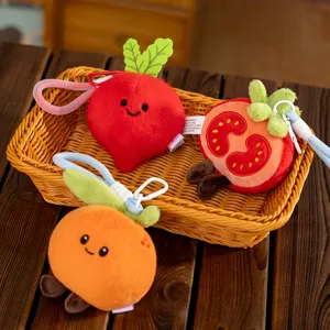 Cute cartoon fruit and vegetable plush toy keychain, lovely plush pendant for bags.