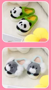 Leuke cartoon dier winter warme pluche pantoffels met zachte 3D panda en koala ontwerpen.