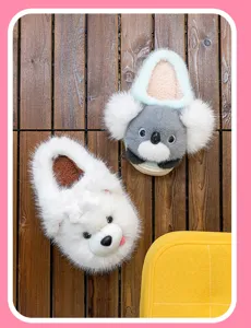 Schattige pluche dier pantoffels winter warme dikke zool cartoon koala puppy huis schoenen