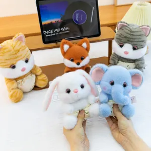 Süße Baby Serie Tier Plüschtiere Katze Kaninchen Elefant Schreibtisch Begleiter Dekor Puppe