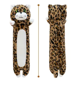 Süßes Plüschkissen mit Leopardenmuster, langes Katzenkuscheltier zum Schlafen und Dekorieren.