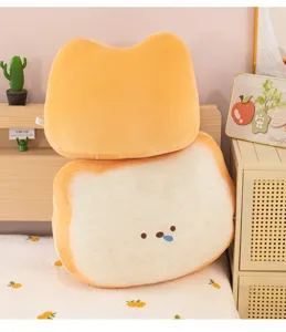 Cute toast bread plush pillow soft stuffed doll creative bedroom sofa cushion gift for girls