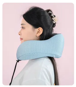 Ergonomisches U-förmiges Memory-Foam-Reisenackenkissen mit atmungsaktivem Mesh-Stoff für Büro.