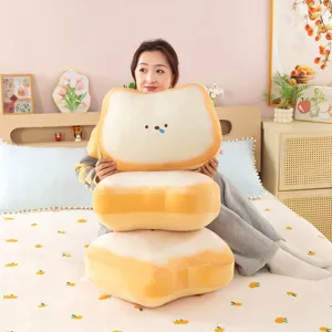 Creative Cute Toast Bread Plush Pillow Soft Stuffed Doll Cute Cartoon Bread Cushion Bed Sleeping Pillow Birthday Gift For Girls