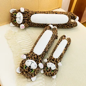 Süßes Leopard Plüsch Kissen, langes Katzen Kuschelkissen zum Schlafen und Umarmen für Kinder.