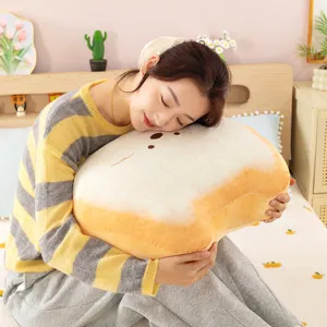 Cute toast plush pillow soft bread stuffed doll for kids girls bedroom bed sleeping toy decor