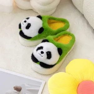 Schattige panda pluche huisschoenen met dikke zool warme winter pantoffels thuis