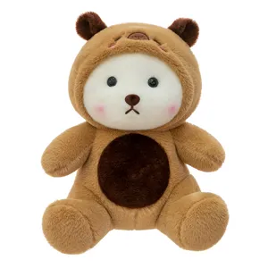Simpatico orsetto di peluche marrone con morbida pelliccia e un grazioso design del pancino.