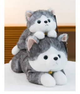 Cute lying cat plush toy, soft stuffed animal doll for office companion and birthday gift.