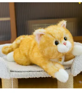 Cute lying orange cat plush toy soft stuffed animal lucky cat doll companion gift for girl