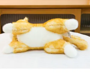 Cute orange cat plush toy lying posture stuffed kitty doll fluffy companion gift details.