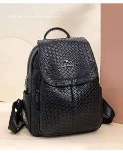 Stylish woven leather backpack for women, large capacity casual daypack with soft travel design.