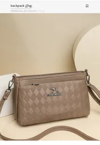 Stylish quilted leather crossbody bag, large capacity casual shoulder bag for women travel.