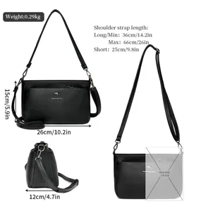 Soft leather shoulder bag for women casual crossbody bag with multi-pocket daily handbag