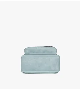 Detailed bottom view of the light blue casual minimalist double-layer chest bag.