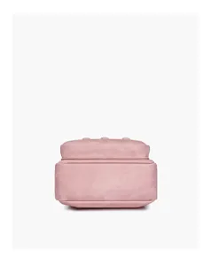 Bottom detail of pink casual crossbody bag, showing double-layer structure and clean stitching
