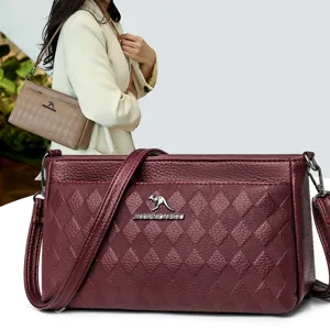 Stylish diamond lattice shoulder bag casual large capacity mother crossbody bag for women