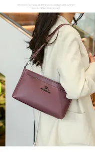 Women stylish soft leather shoulder crossbody bag detail view showing fine texture and zipper pocket
