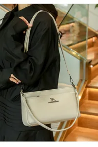 Stylish women's soft leather shoulder crossbody bag, elegant daily retro handbag for ladies.