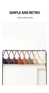 Stylish women's crescent shoulder bag, simple retro underarm hobo bag with multicolor design.