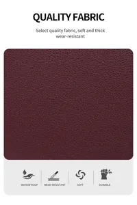 Detailed view of the premium soft leather fabric, highlighting durability, waterproof design.