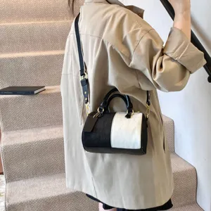Stylish black and white colorblock boston bag fashion shoulder crossbody pillow bag